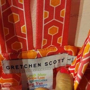 Gretchen Scott Designs Pink and Orange Patterned Sleeveless Shift Dress